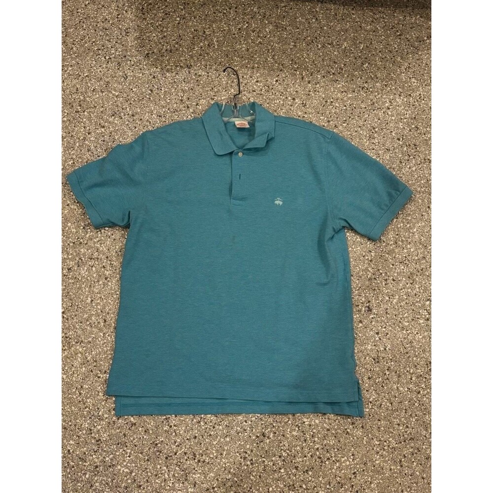 Brooks Brothers Men's Teal Blue Performance Polo Casual Shirt 100% Cotton Size L